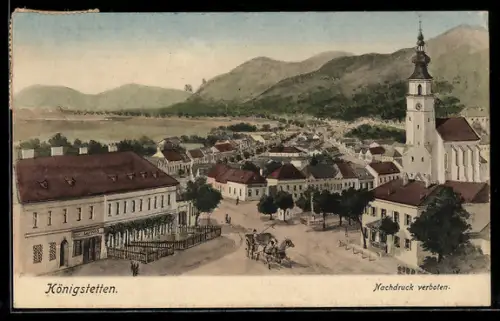 Künstler-AK Königstetten, Strassenpartie mit Kirche