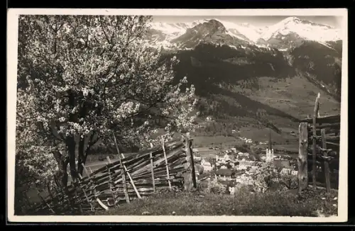 AK Hofgastein, Panorama mit Dorf, Kirche und Gebirgspanorama