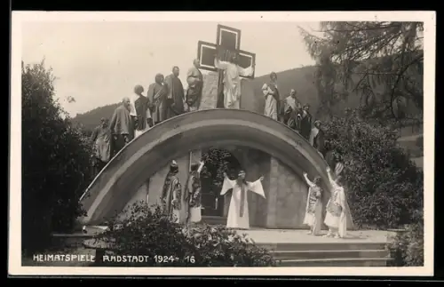 AK Radstadt, Heimatspiele 1924, Freilichtbühne mit Kreuzigungsszene