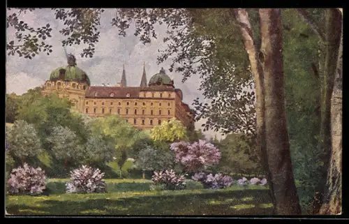 Künstler-AK Klosterneuburg, Stift mit Umgebung im Sommer
