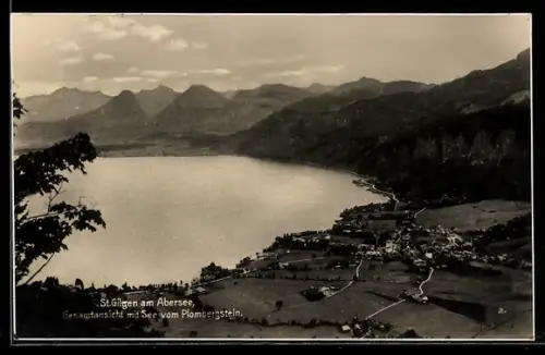 AK St. Gilgen am Abersee, Gesamtansicht mit See vom Plombergstein