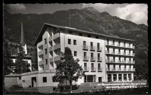 AK Bad Hofgastein, Urlaubsheim der Gewerkschaft der Metall und Bergarbeiter, Kirche, Bergpanorama