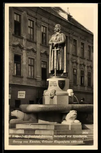 AK Klagenfurt, Denkmal-Brunnen Bernhard von Spanheim, Herzog von Kärnten