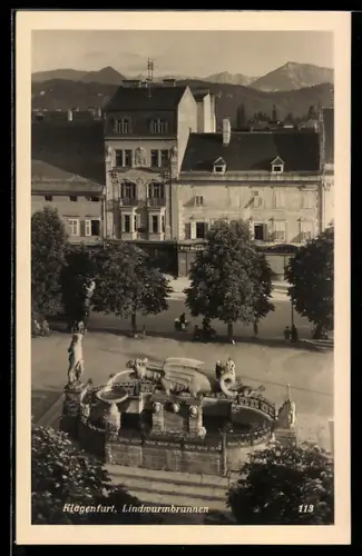 AK Klagenfurt, Lindwurmbrunnen aus der Vogelschau