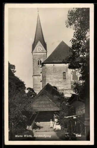 AK Maria Wörth, Kirchaufgang
