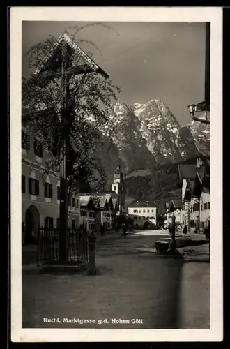 AK Kuchl, Marktgasse g.d. Hohen Göll, Brunnen, Säule