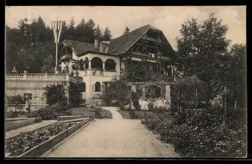 AK Villach-Bad, Hotel Karawankenhof mit Garten