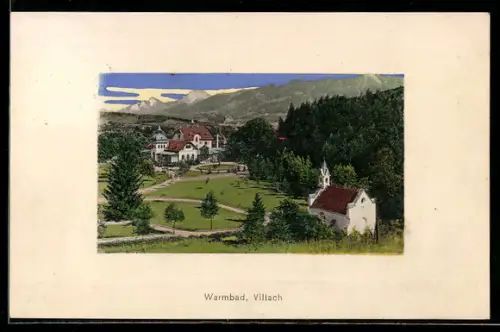 AK Villach, Warmbad mit Kirche
