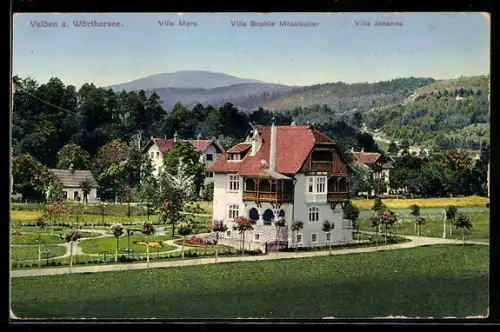 AK Velden / Wörthersee, Villa Moro, Villa Sophie Mösslacher und Villa Johanna