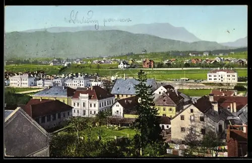 AK Villach, Teilansicht mit dem Dobratsch