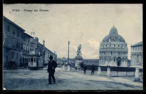 AK Pisa, Piazza del Duomo, Strassenbahn