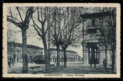 AK Alessandria, Piazza Garibaldi, Strassenbahn