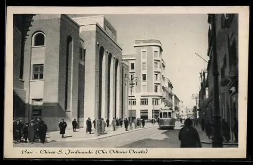 AK Bari, Chiesa S. Ferdinando, Via Vittorio Veneto, Strassenbahn