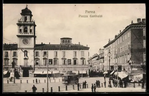 AK Parma, Piazza Garibaldi, Strassenbahn