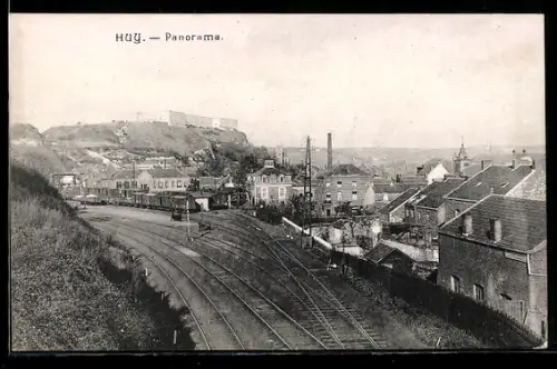 AK Huy, Panorama, De Statie, Bahnhof