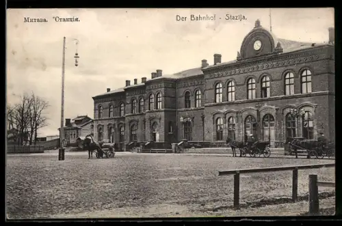 AK Mitau, Ansicht vom Bahnhof