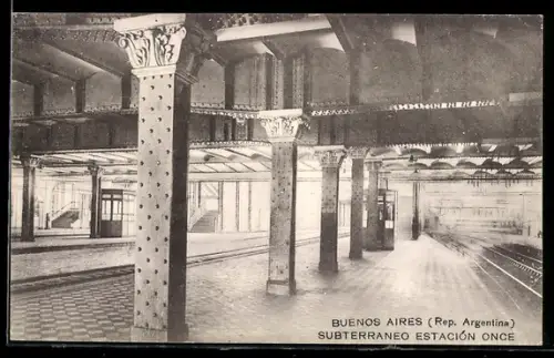 AK Buenos Aires, Subterraneo Estacion Once, Blick über den U-Bahnhof