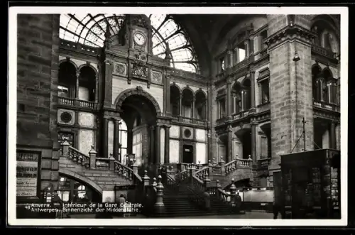 AK Anvers, Intérieur de la Gare Centrale, Bahnhof