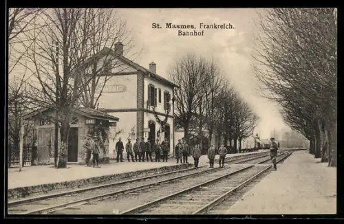 AK St. Masmes, Bahnhof von der Gleisseite