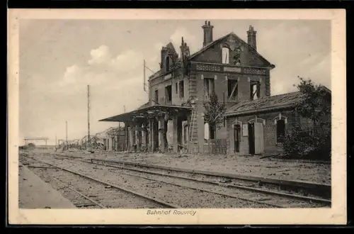 AK Rouvroy, Zerstörter Bahnhof von Rouvroy