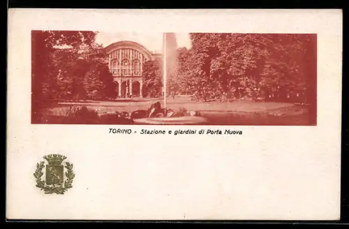 AK Torino, Stazione e giardini di Porta Nuova