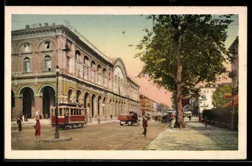 AK Torino, Stazione Porta Nuova con tram, Strassenbahn