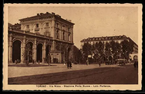 AK Torino, Via Nizza, Stazione Porta Nuova, Lato Partenze
