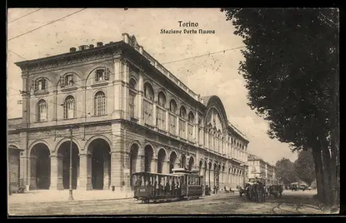 AK Torino, Stazione Porta Nuova, Strassenbahn
