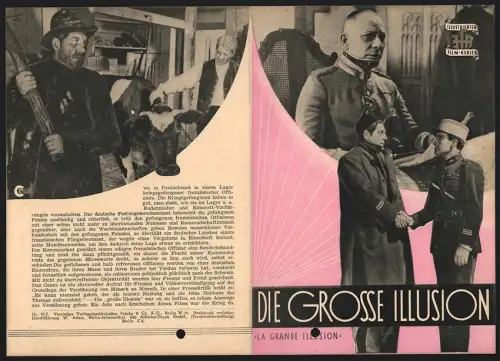 Filmprogramm IFA, Die grosse Illusion, Carette, Gaston Modot, Dita Parlo, Regie: Jean Renoir
