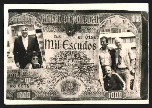 Fotografie Fotomontage, Portraitbilder auf einer Banknote 1000 Escudos Banco de Portugal