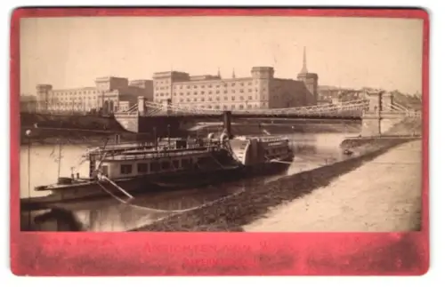 Fotografie Ansicht Wien, Aspern-Brücke und Flussdampfer