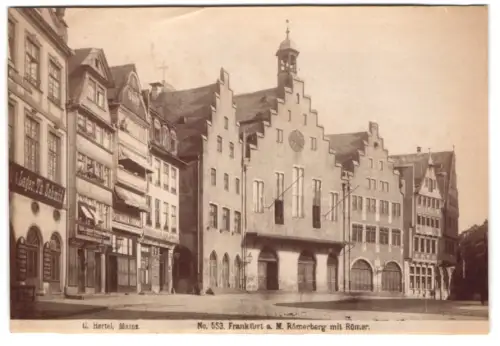 Fotografie C. Hertel, Mainz, Grosse Bleiche 5c, Ansicht Frankfurt a. M., Römerberg mit Römer