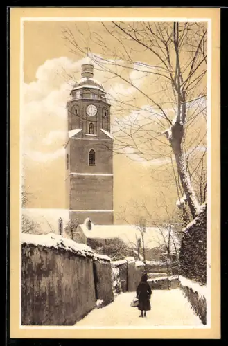 AK Meissen, Frauenstufen (Alt-Meissen im Schnee)