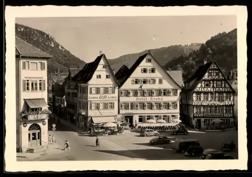 AK Bad Urach, Café Rudolf Schwaderer, Hotel Krone und Gasthaus zum Deutschen Haus
