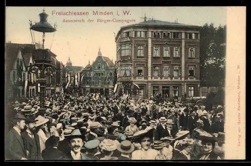 AK Minden i. W., Freischiessen, Ausmarsch der Bürger-Compagnie