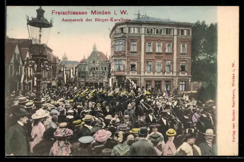 AK Minden i. W., Freischiessen, Ausmarsch Bürger-Kavallerie