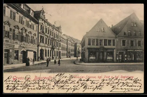 AK Bayreuth, Kanzlei-Strasse, kgl. Post u. kgl. Regierung
