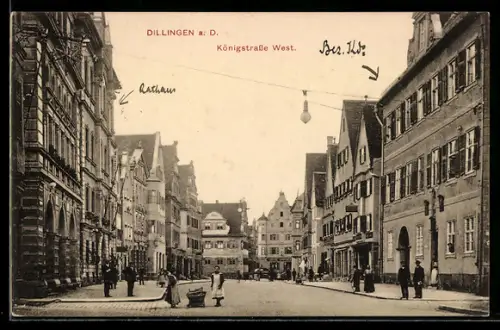 AK Dillingen a. D., Königstrasse West, Gasthaus, Bezirkskommando
