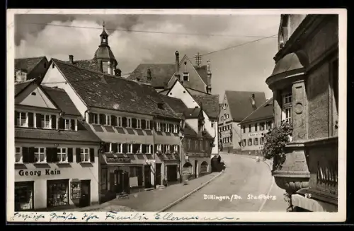 AK Dillingen /Do., Strasse Stadtberg mit Gasthaus zur Krone u. Geschäft Georg Kain