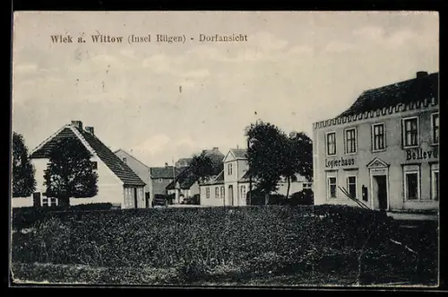 AK Wiek a. Wittow, Ortsansicht mit Logierhaus Bellevue