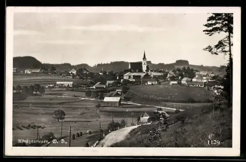 AK Königswiesen /O. D., Ortspanorama mit Landstrasse