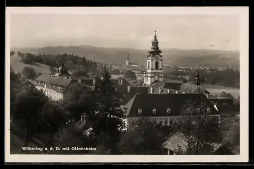 AK Wilhering a. d. D., Ortsansicht mit Ottensheim