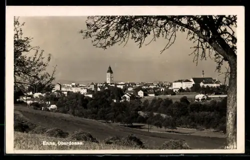 AK Enns /Oberdonau, Panorama mit Kirche und Stadt