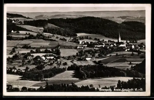 AK Neumarkt /O.-D., Ortspanorama mit Kirche aus der Vogelschau
