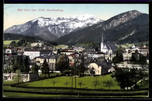 AK Bad Ischl, Totalansicht mit Kirche von der Villa Starhemberg aus