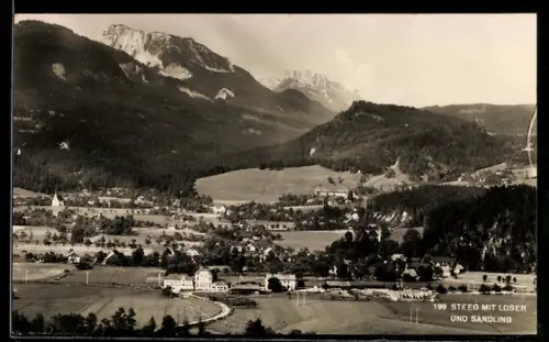 AK Bad Goisern am Hallstättersee, Steeg, Ortspartie mit Loser und Sandling