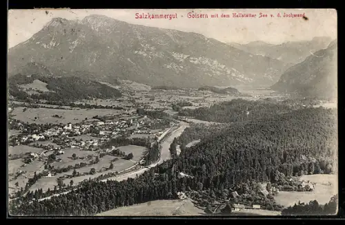 AK Goisern, Salzkammergut, Panorama mit dem Hallstätter See v. d. Jochwand