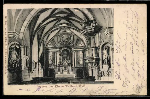 AK Weilbach /O.-Ö., Inneres der Kirche