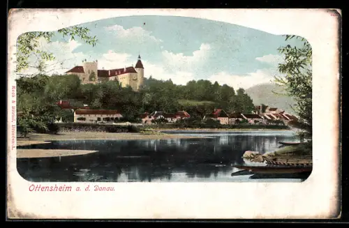AK Ottensheim, Donaupartie mit Blick auf das Schloss