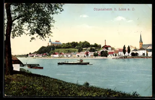 AK Ottensheim b. Linz, Teilansicht mit Schloss